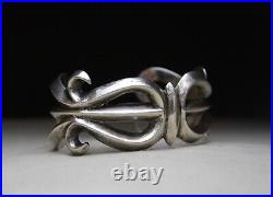 Vintage Native American Navajo Sterling Silver Sandcast Cuff Bracelet