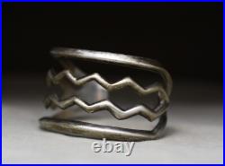 Vintage Native American Navajo Sterling Silver Sandcast Cuff Bracelet