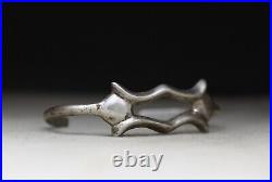 Vintage Native American Navajo Sterling Silver Sandcast Cuff Bracelet