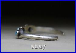 Vintage Native American Navajo Sterling Silver Sandcast Turquoise Cuff Bracelet
