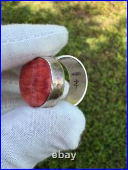 Vintage Native American Navajo Sterling Silver Spiny Oyster Ring
