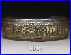 Vintage Native American Navajo Sterling Silver Storyteller Cuff Bracelet