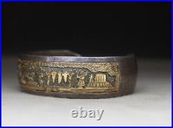 Vintage Native American Navajo Sterling Silver Storyteller Cuff Bracelet