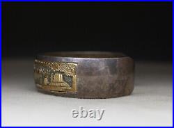 Vintage Native American Navajo Sterling Silver Storyteller Cuff Bracelet