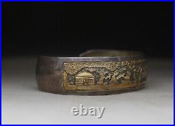 Vintage Native American Navajo Sterling Silver Storyteller Cuff Bracelet