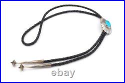 Vintage Native American Navajo Sterling Silver Turquoise Bolo Tie