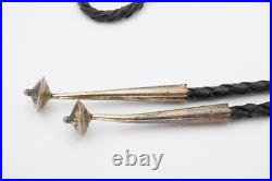 Vintage Native American Navajo Sterling Silver Turquoise Bolo Tie