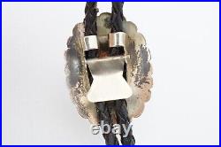 Vintage Native American Navajo Sterling Silver Turquoise Bolo Tie