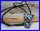 Vintage Native American Navajo Sterling Silver Turquoise Coral Bolo Tie