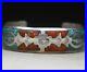 Vintage Native American Navajo Sterling Silver Turquoise Coral Cuff Bracelet