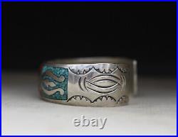 Vintage Native American Navajo Sterling Silver Turquoise Coral Cuff Bracelet