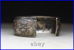Vintage Native American Navajo Sterling Silver Turquoise Coral Cuff Bracelet