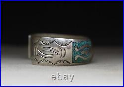 Vintage Native American Navajo Sterling Silver Turquoise Coral Cuff Bracelet