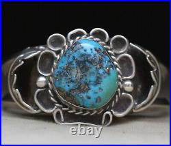 Vintage Native American Navajo Sterling Silver Turquoise Cuff Bracelet