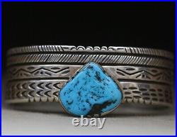 Vintage Native American Navajo Sterling Silver Turquoise Cuff Bracelet