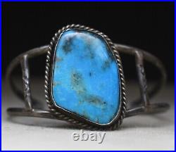 Vintage Native American Navajo Sterling Silver Turquoise Cuff Bracelet