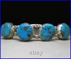 Vintage Native American Navajo Sterling Silver Turquoise Cuff Bracelet