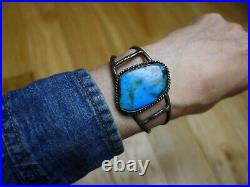 Vintage Native American Navajo Sterling Silver Turquoise Cuff Bracelet