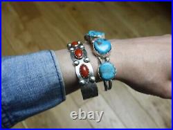 Vintage Native American Navajo Sterling Silver Turquoise Cuff Bracelet