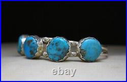 Vintage Native American Navajo Sterling Silver Turquoise Cuff Bracelet