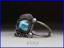 Vintage Native American Navajo Sterling Silver Turquoise Cuff Bracelet