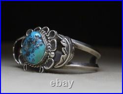 Vintage Native American Navajo Sterling Silver Turquoise Cuff Bracelet