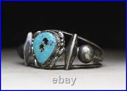 Vintage Native American Navajo Sterling Silver Turquoise Cuff Bracelet