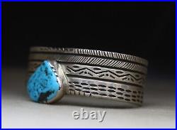 Vintage Native American Navajo Sterling Silver Turquoise Cuff Bracelet
