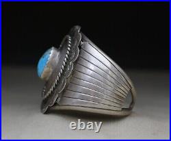 Vintage Native American Navajo Sterling Silver Turquoise Cuff Bracelet