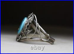 Vintage Native American Navajo Sterling Silver Turquoise Cuff Bracelet