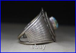 Vintage Native American Navajo Sterling Silver Turquoise Cuff Bracelet