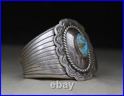 Vintage Native American Navajo Sterling Silver Turquoise Cuff Bracelet