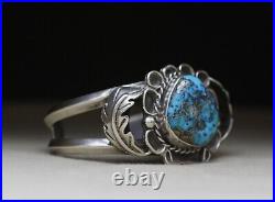 Vintage Native American Navajo Sterling Silver Turquoise Cuff Bracelet