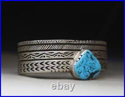 Vintage Native American Navajo Sterling Silver Turquoise Cuff Bracelet