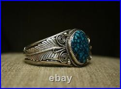 Vintage Native American Navajo Sterling Silver Turquoise Cuff Bracelet