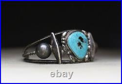 Vintage Native American Navajo Sterling Silver Turquoise Cuff Bracelet