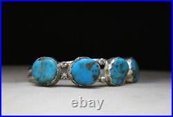 Vintage Native American Navajo Sterling Silver Turquoise Cuff Bracelet