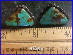 Vintage Native American Navajo Sterling Silver Turquoise Earrings P. A. Smith 925