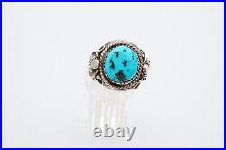 Vintage Native American Navajo Sterling Silver Turquoise Mens Ring Size 10.25