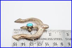 Vintage Native American Navajo Sterling Silver Turquoise Naja Pendant Sand Cast