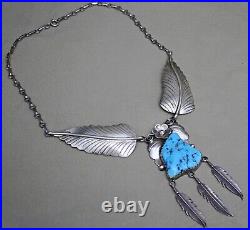 Vintage Native American Navajo Sterling Silver Turquoise Necklace