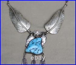 Vintage Native American Navajo Sterling Silver Turquoise Necklace
