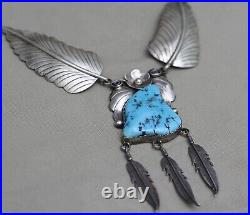 Vintage Native American Navajo Sterling Silver Turquoise Necklace