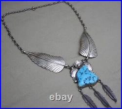Vintage Native American Navajo Sterling Silver Turquoise Necklace