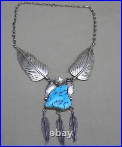 Vintage Native American Navajo Sterling Silver Turquoise Necklace