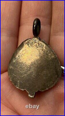 Vintage Native American Navajo Sterling Silver Turquoise Pendant Large