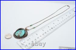 Vintage Native American Navajo Sterling Silver Turquoise Pendant Necklace 19