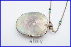 Vintage Native American Navajo Sterling Silver Turquoise Pendant Necklace 19