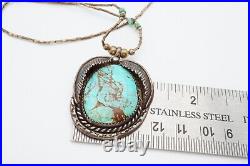 Vintage Native American Navajo Sterling Silver Turquoise Pendant Necklace 19