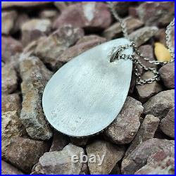 Vintage Native American Navajo Sterling Silver Turquoise Pendant On Chain 24